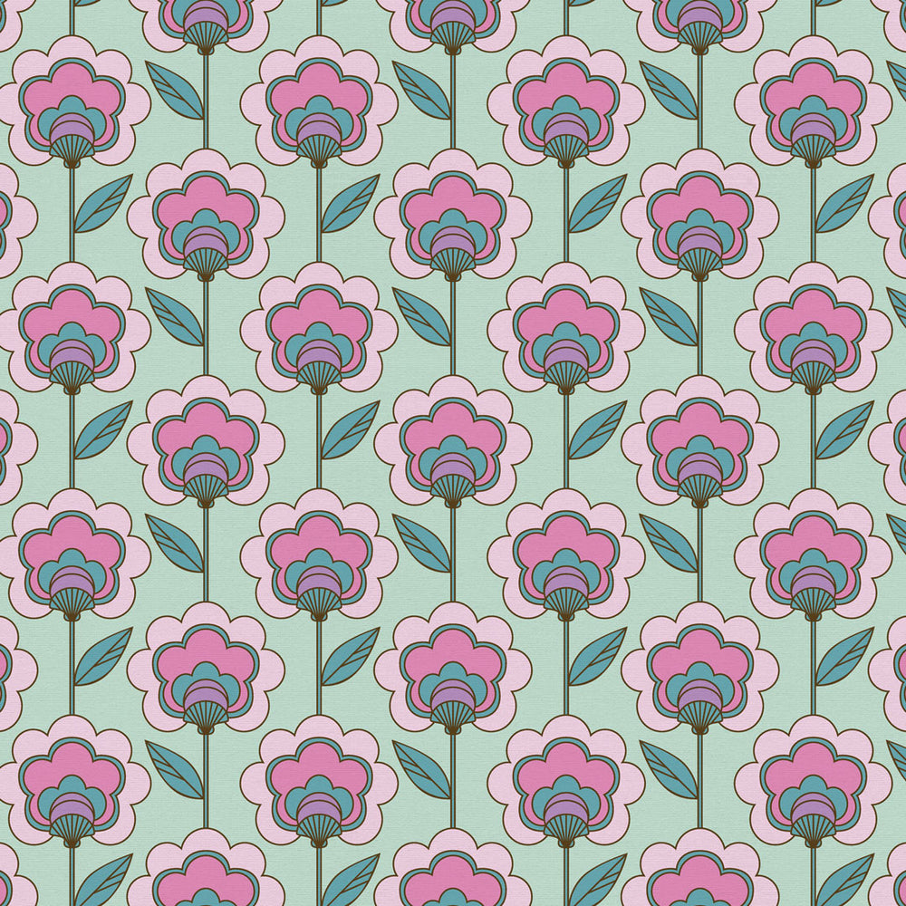 LH900447 - Happy Glamper Wallpaper - Magenta & Spearmint - Lust Home