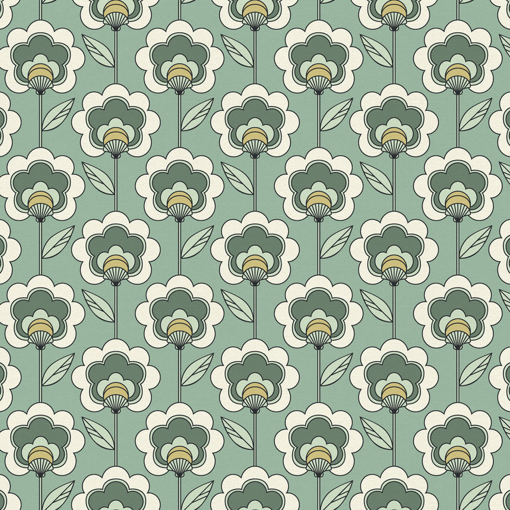 LH900448 - Happy Glamper Wallpaper - Sage, Elderflower & Vintage Cream - Lust Home