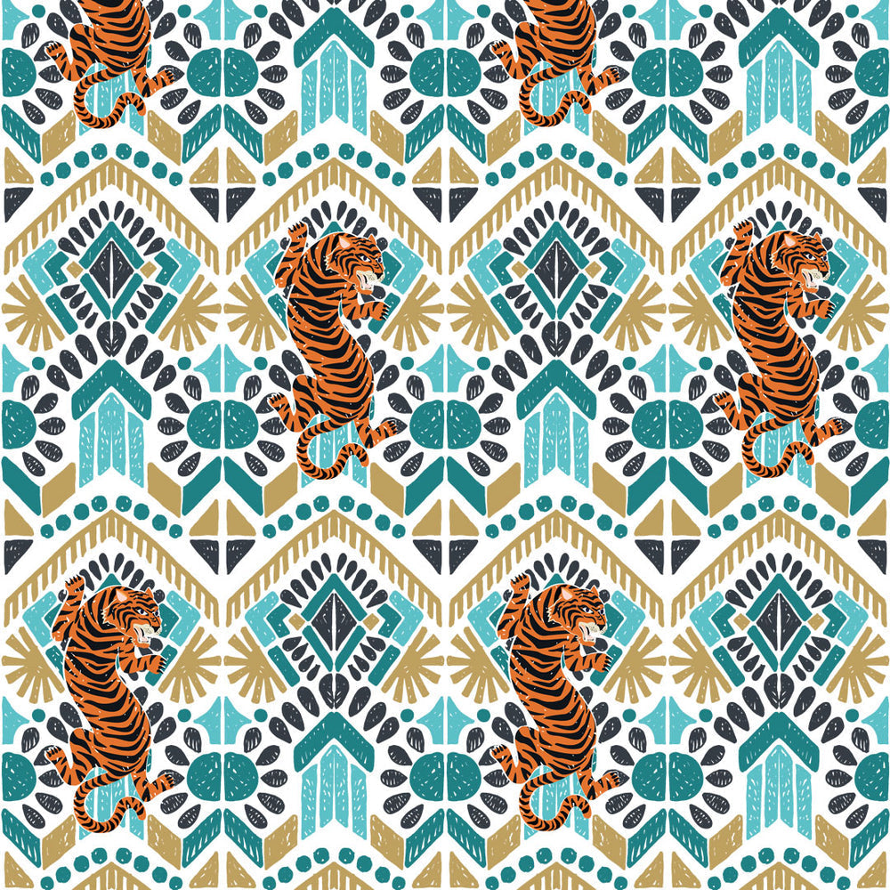 LH900473 - Clawdia Wallpaper - Gold & Teal - Lust Home