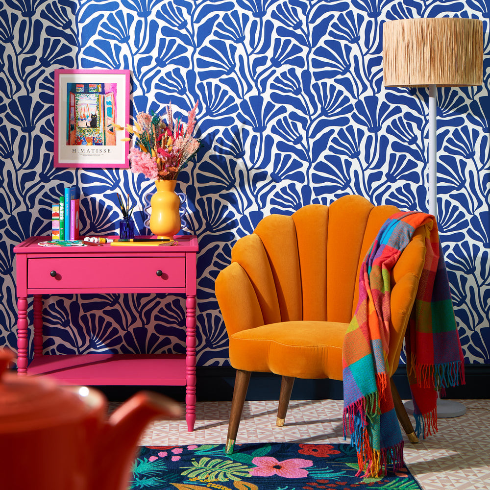 LH900488 - Mad for Matisse Wallpaper - Cobalt Blue & White - Lust Home