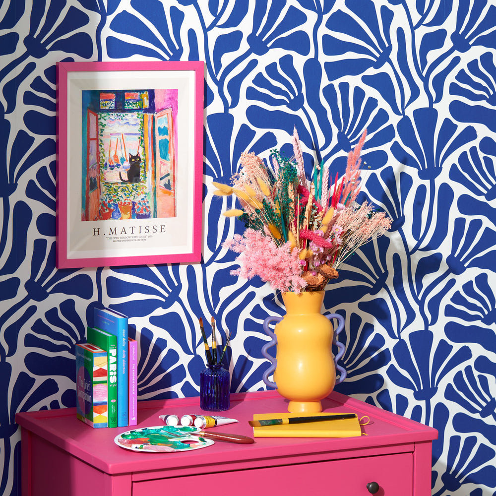 LH900488 - Mad for Matisse Wallpaper - Cobalt Blue & White - Lust Home