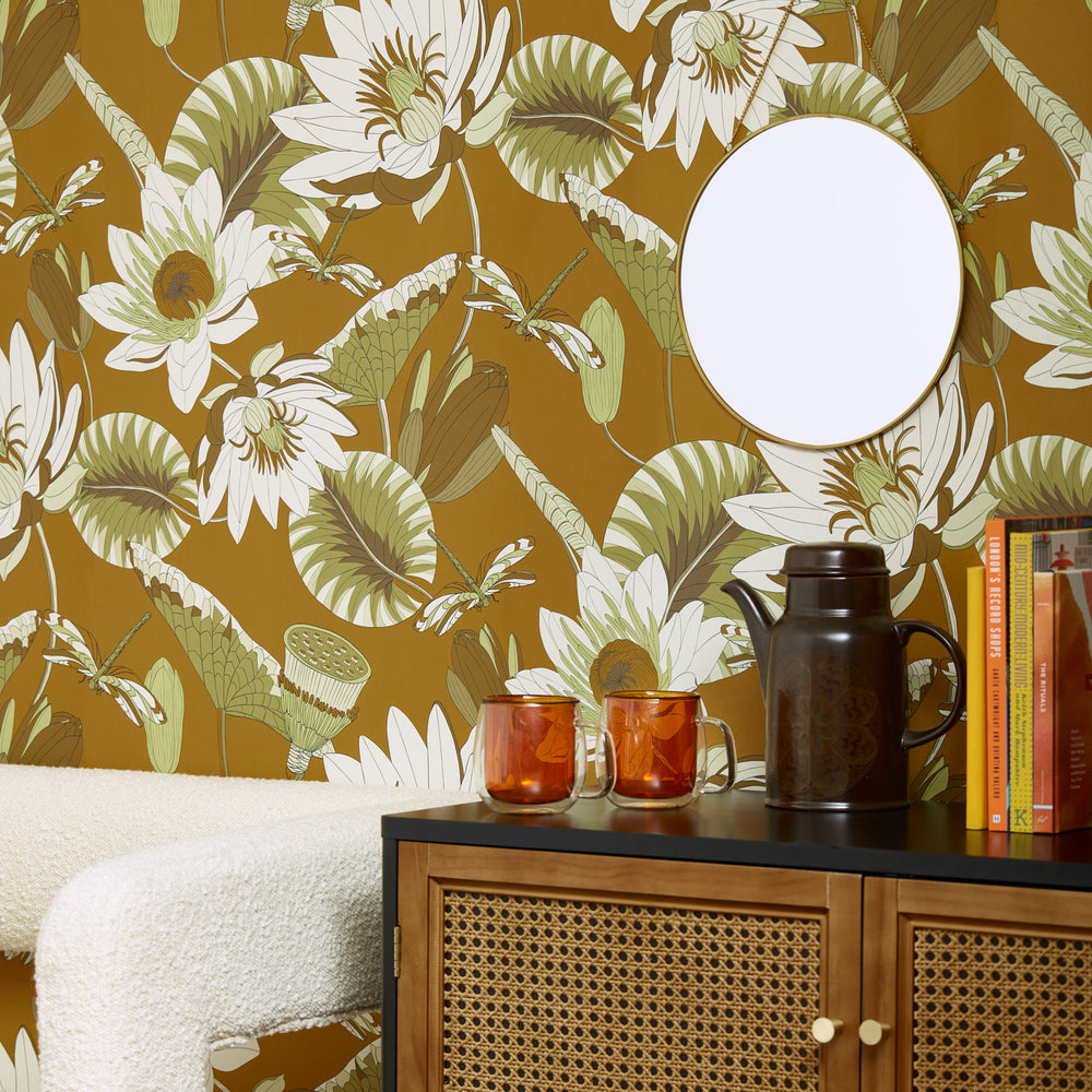 LH900489 - Dance of the Dragonfly Wallpaper - Tan, Sage & Lemon - Lust Home