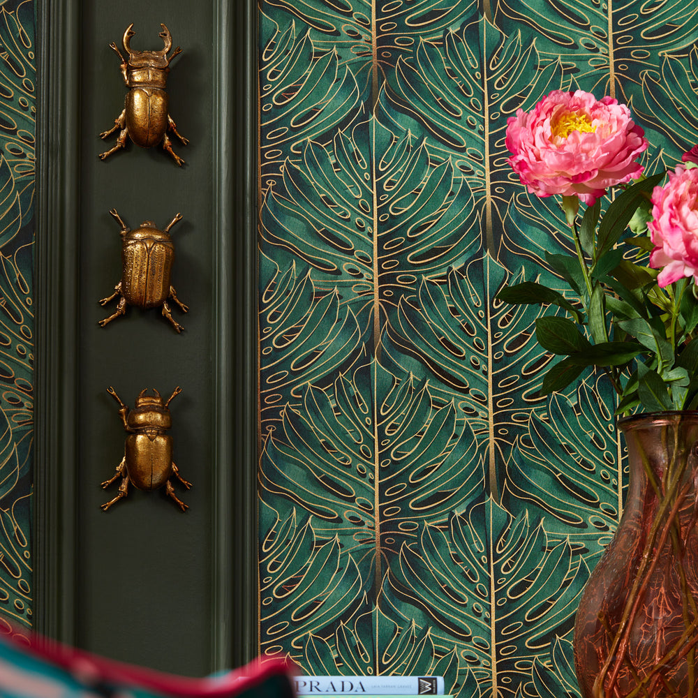 LH900493 - Jungle Beat Wallpaper - Jungle Green & Gold - Lust Home