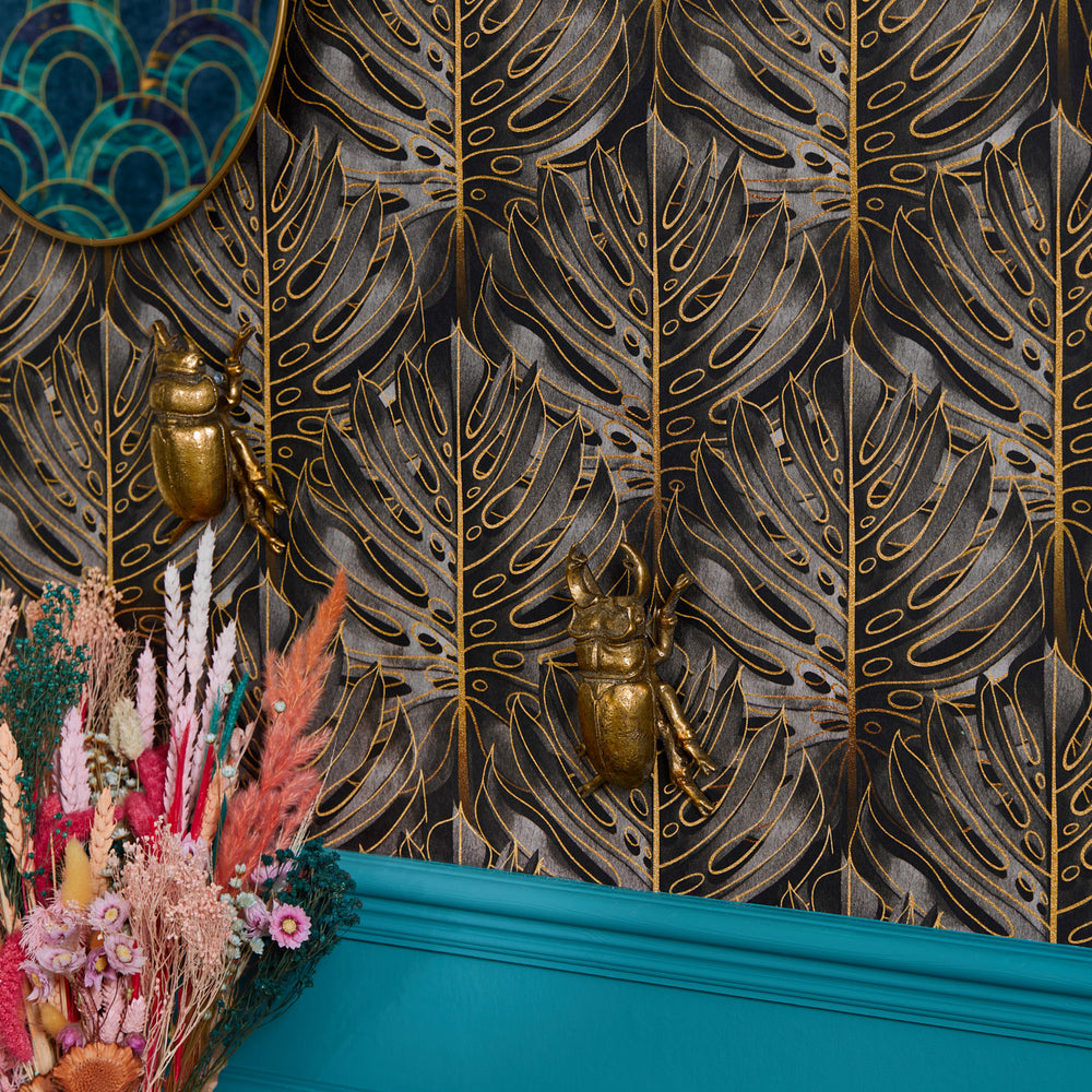 LH900494 - Jungle Beat Wallpaper - Black & Gold - Lust Home