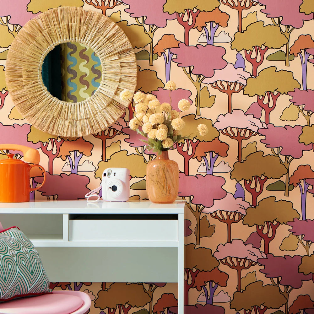 LH900500 - Woodstock Wallpaper - Olive Green, Earthy Orange & Grape - Lust Home