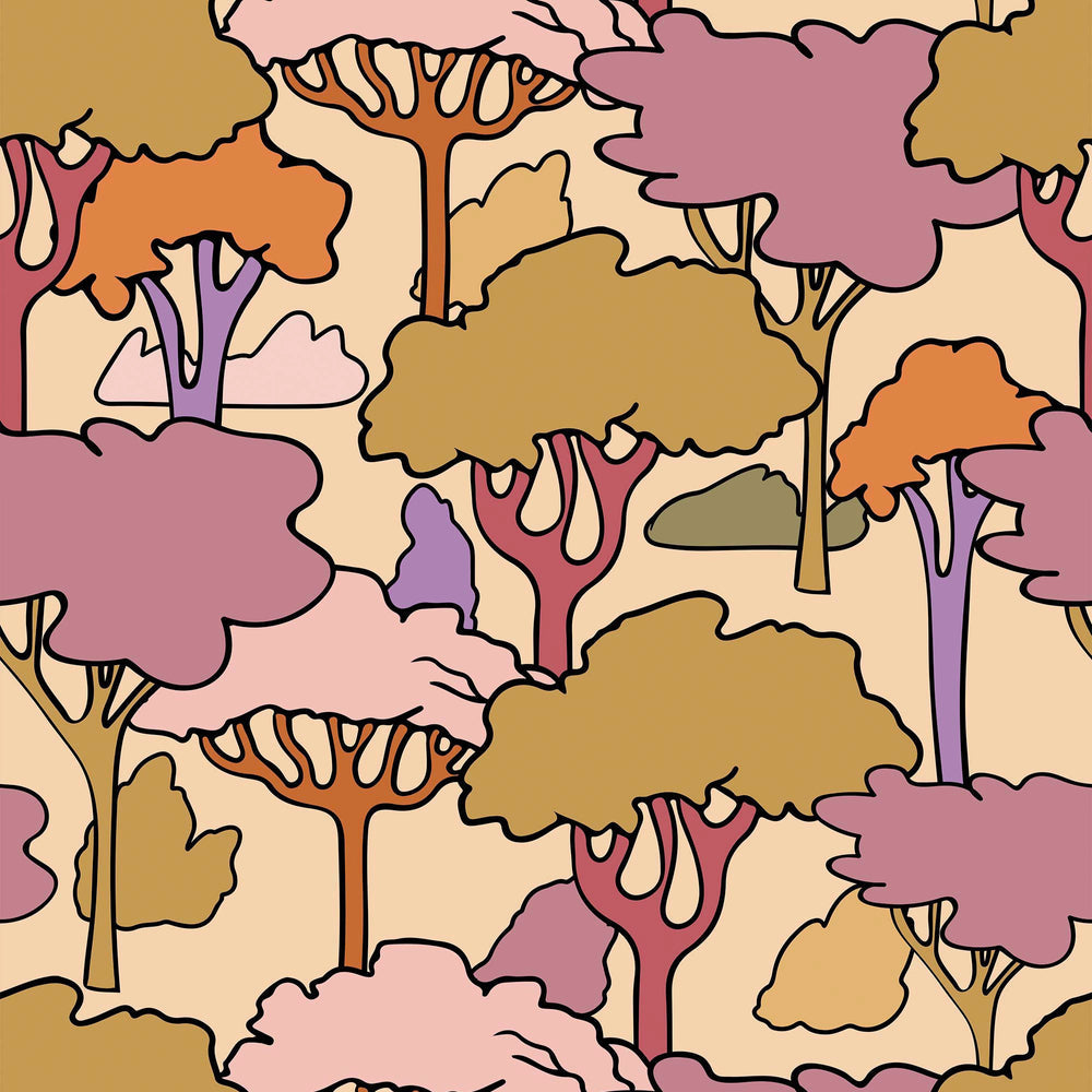 LH900500 - Woodstock Wallpaper - Olive Green, Earthy Orange & Grape - Lust Home