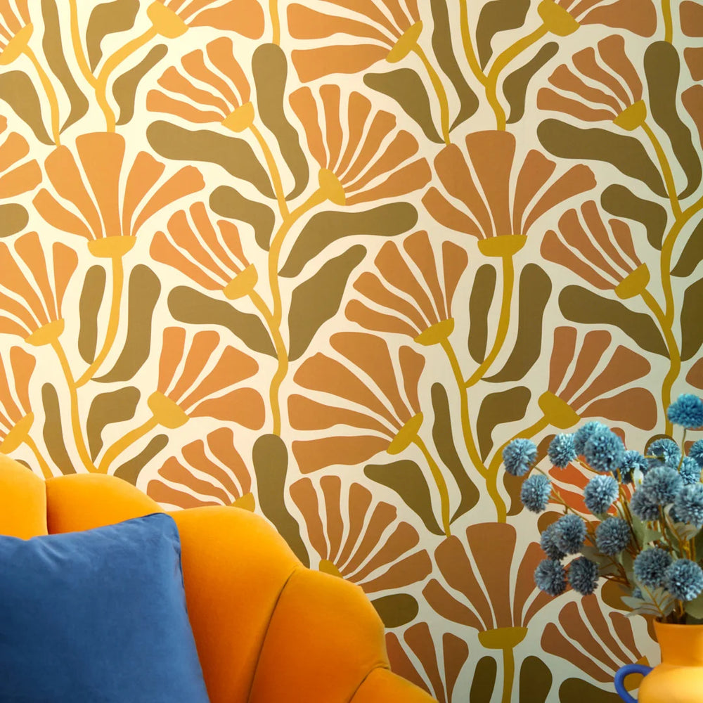LH900504 - Mad for Matisse Wallpaper - Earthy Orange, Toffee & Mustard - Lust Home