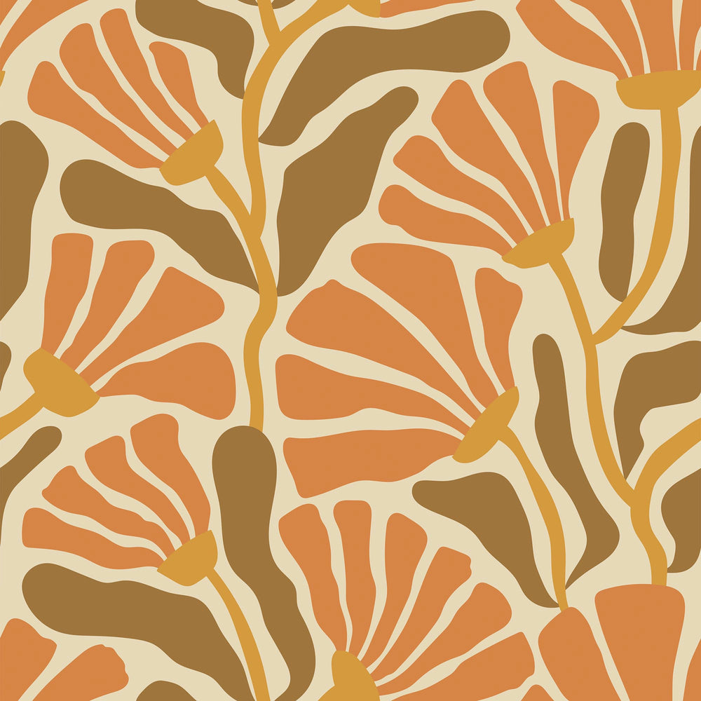 LH900504 - Mad for Matisse Wallpaper - Earthy Orange, Toffee & Mustard - Lust Home