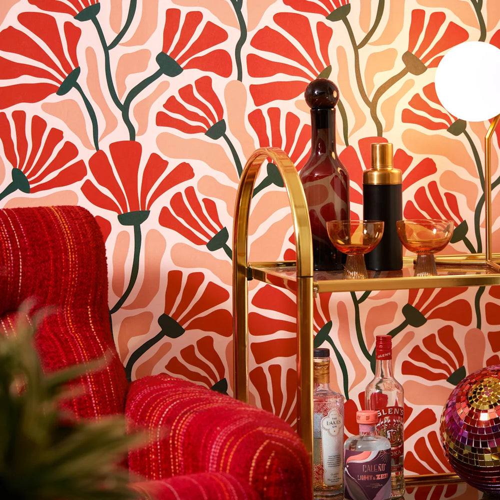 LH900506 - Mad for Matisse Wallpaper - Peach, Chilli & Seaweed Green - Lust Home