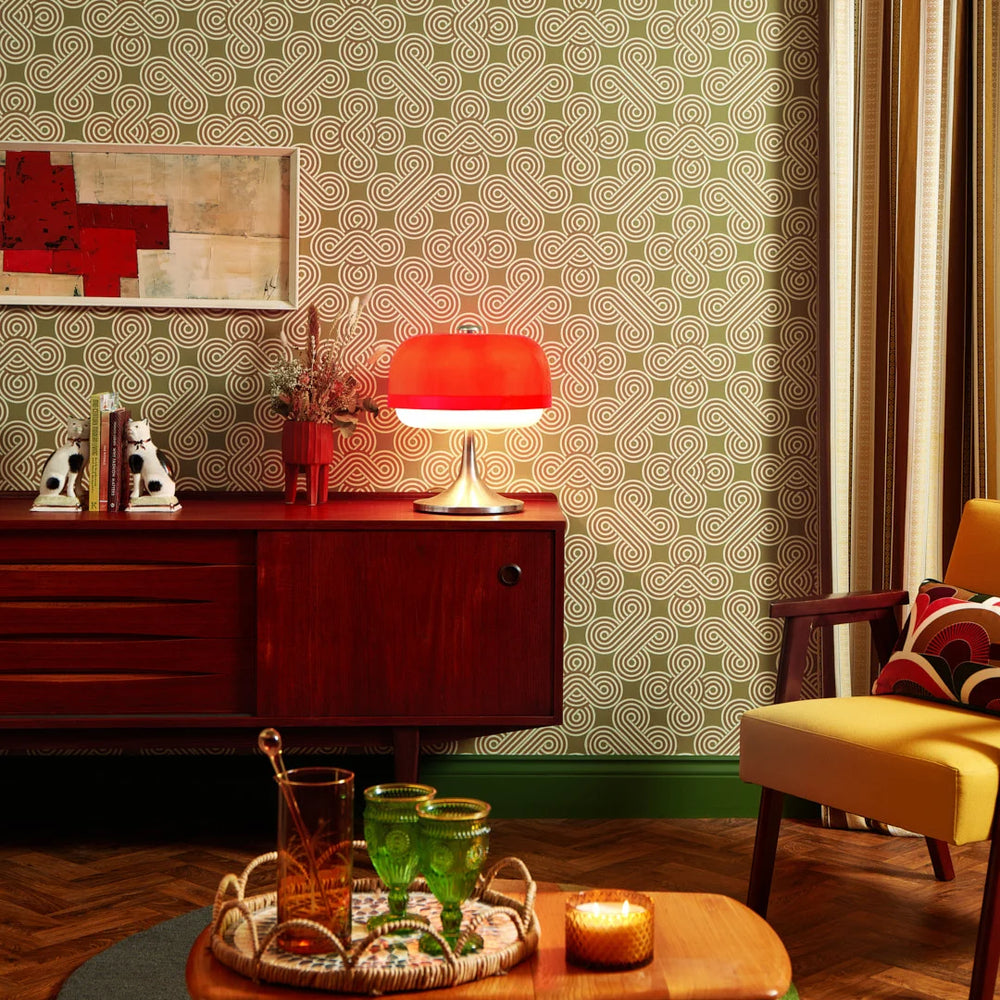 LH900513 - Take The Biscuit Wallpaper - Vanilla & Butterscotch on Olive Green - Lust Home