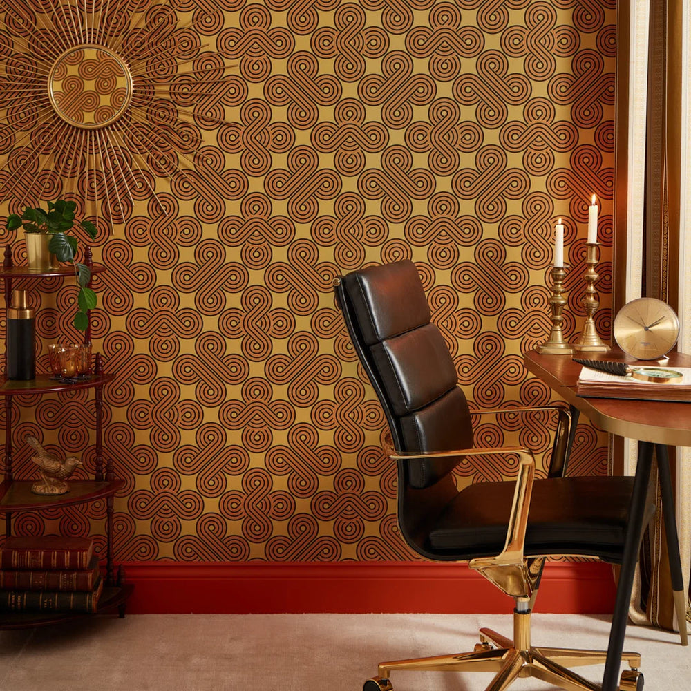 LH900515 - Take The Biscuit Wallpaper - Earthy Orange & Chocolate on Harvest Gold - Lust Home