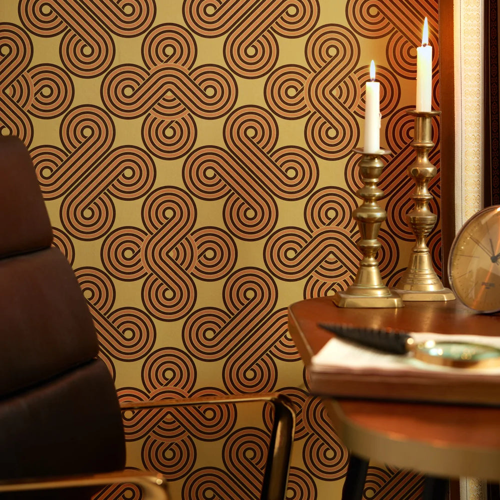 LH900515 - Take The Biscuit Wallpaper - Earthy Orange & Chocolate on Harvest Gold - Lust Home