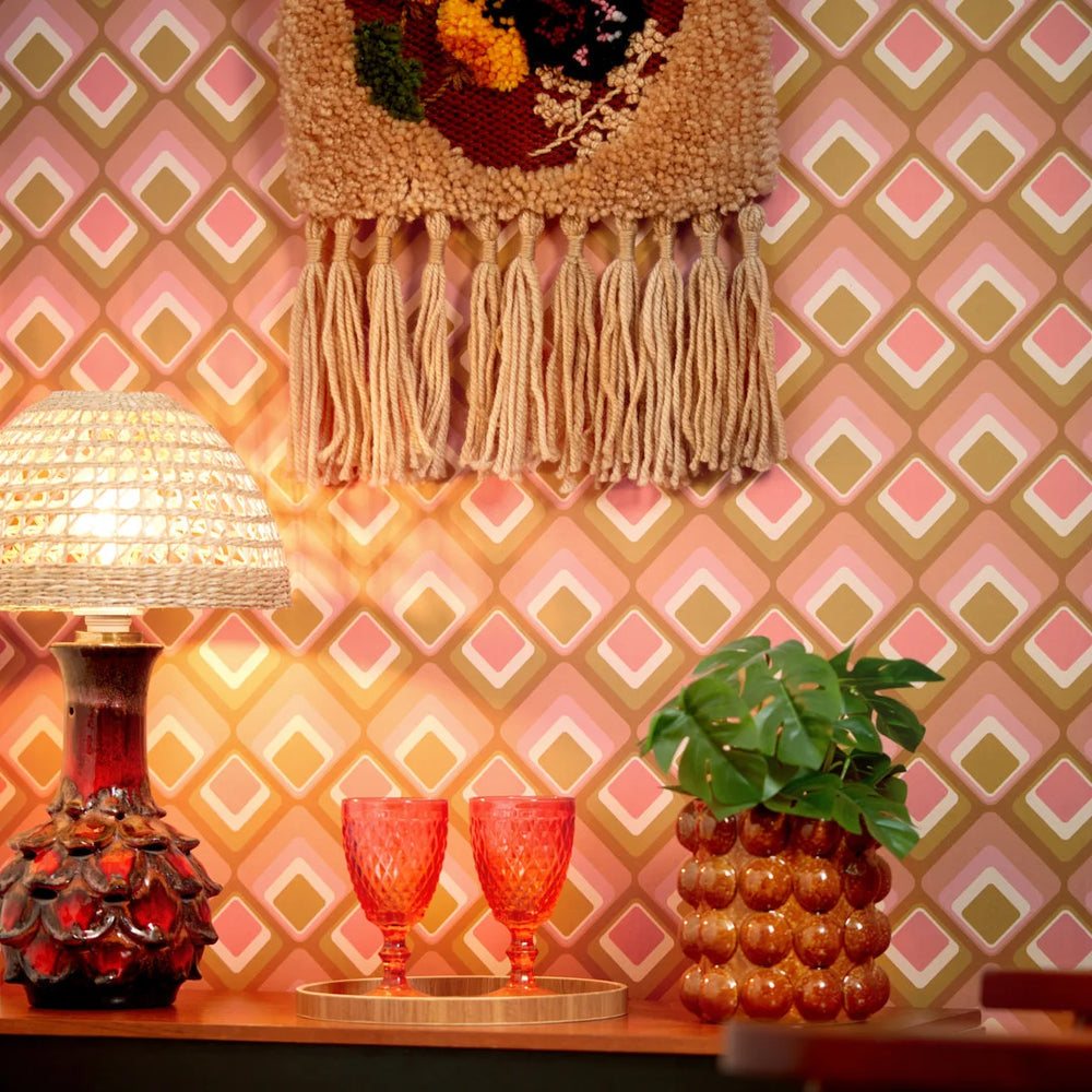 LH900520 - Just an Illusion Wallpaper - Vintage Pink & Harvest Gold - Lust Home