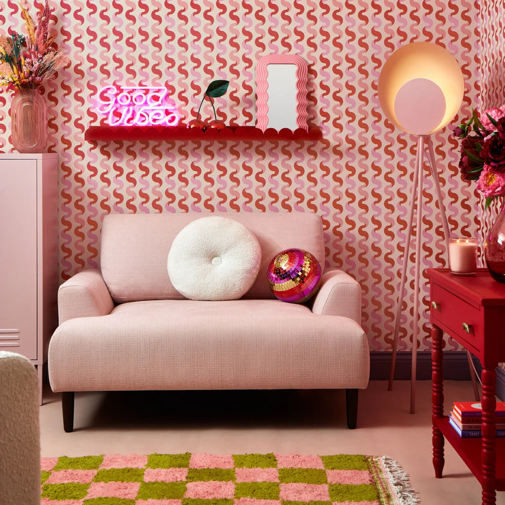 LH900522 - The Hippie Shake Wallpaper - Vintage Pink & Poison Apple - Lust Home