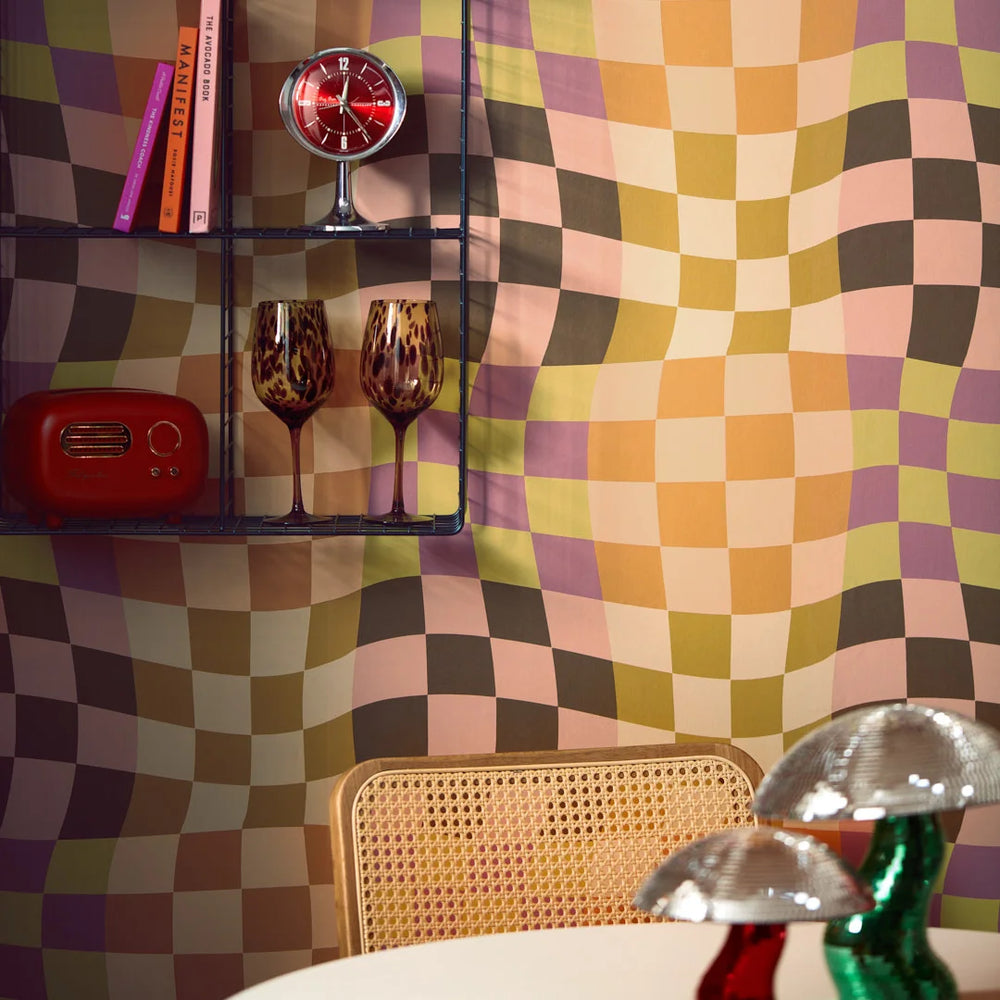 LH900524 - Checkity Check Check Wallpaper - Retro Tones - Lust Home