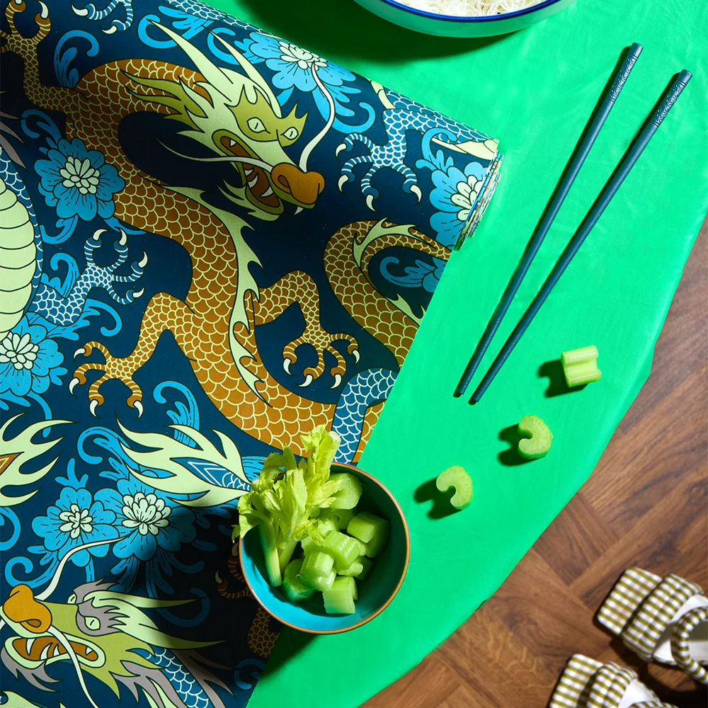 LH900525 - Year of the Dragon Wallpaper - Cool Blues - Lust Home