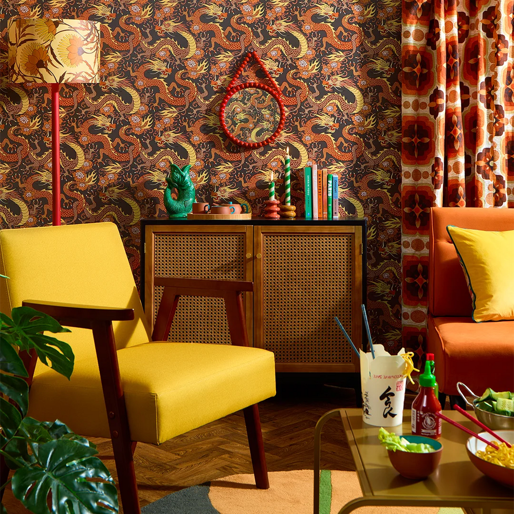 LH900526 - Year of the Dragon Wallpaper - Spicy Oranges - Lust Home