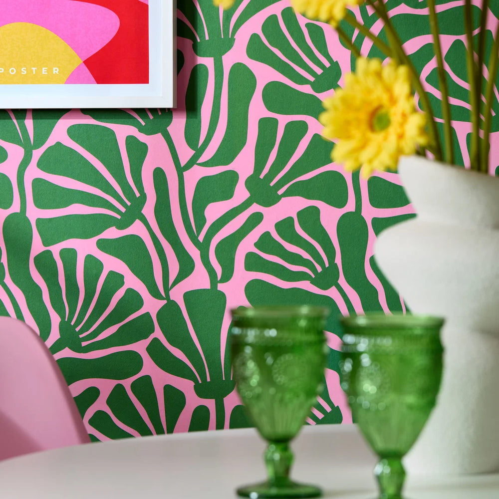 LH900527 - Mad for Matisse Wallpaper - Green & Pink - Lust Home