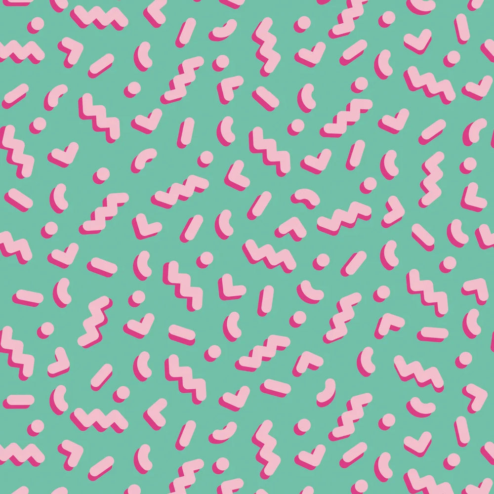 LH900530 - Move To The Music Wallpaper - Miami Mint & Bubblegum Pink - Lust Home