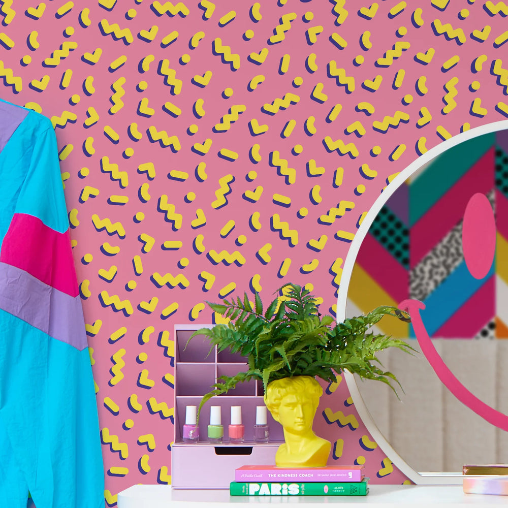 LH900531 - Move To The Music Wallpaper - Grapefruit & Fluorescent Yellow - Lust Home