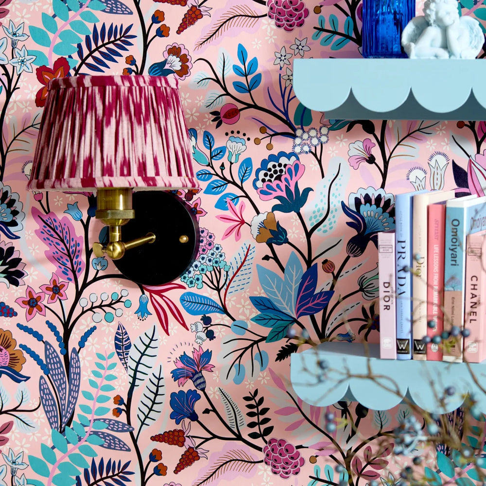 LH900543 - Eclectic Eden Wallpaper - Pink & Blue Sunset - Lust Home
