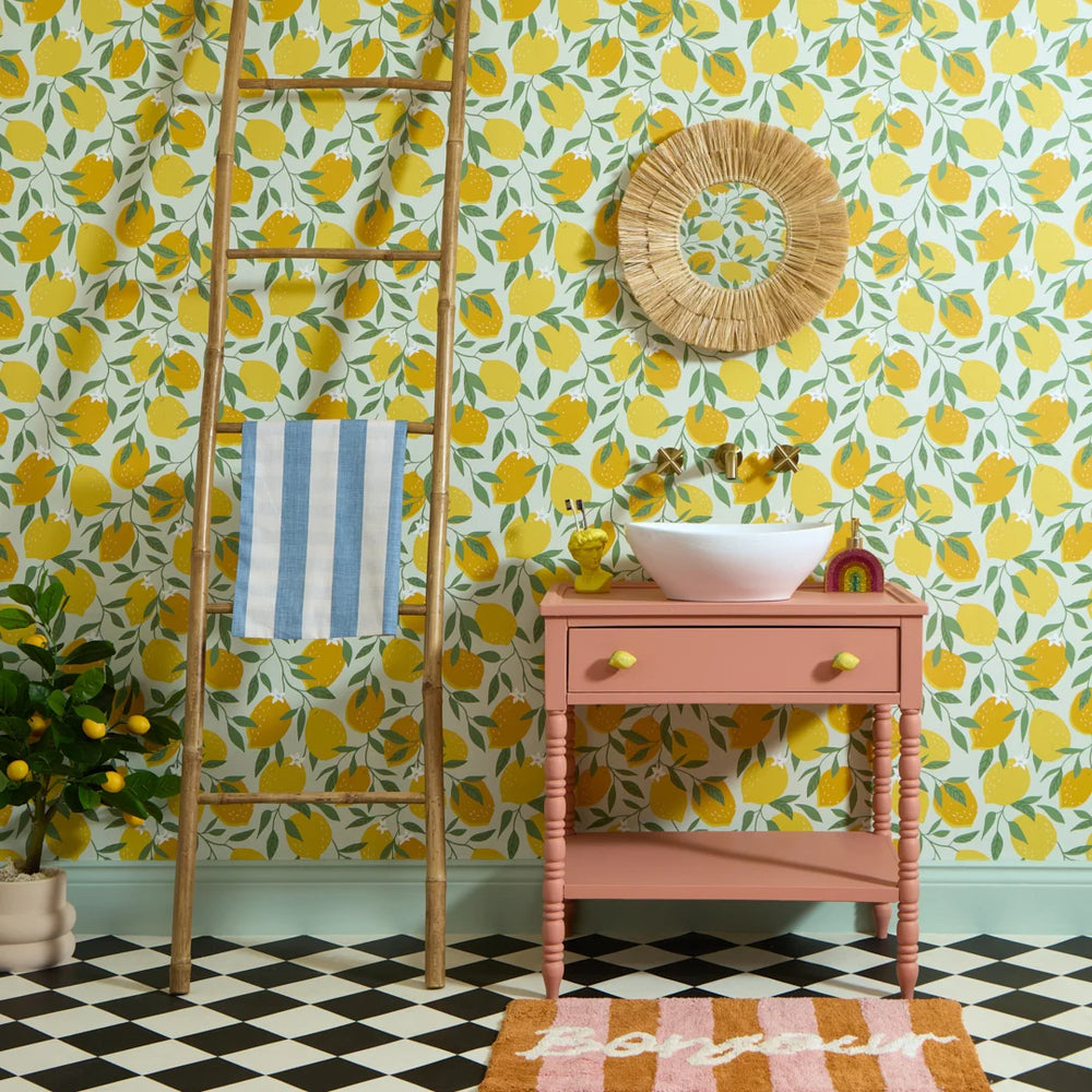 LH900545 - Freshly Squeezed Wallpaper - Lemon Yellow on Elderflower - Lust Home