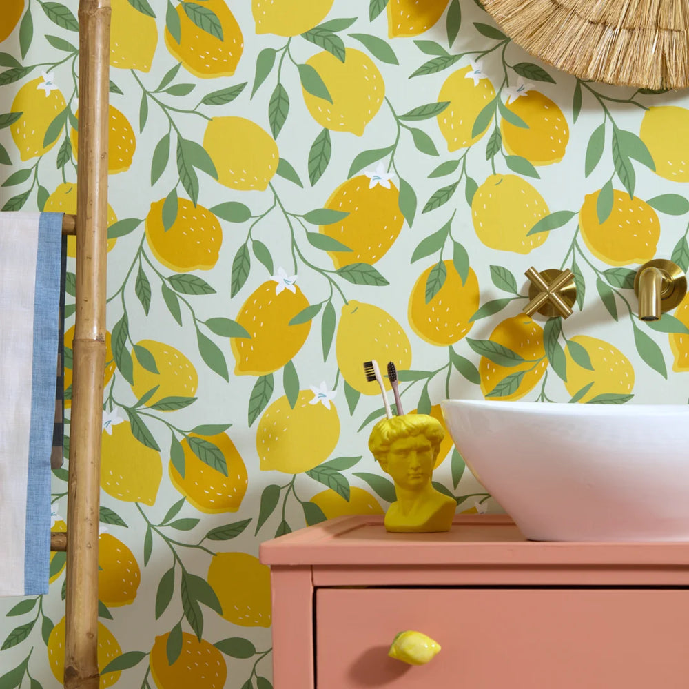 LH900545 - Freshly Squeezed Wallpaper - Lemon Yellow on Elderflower - Lust Home