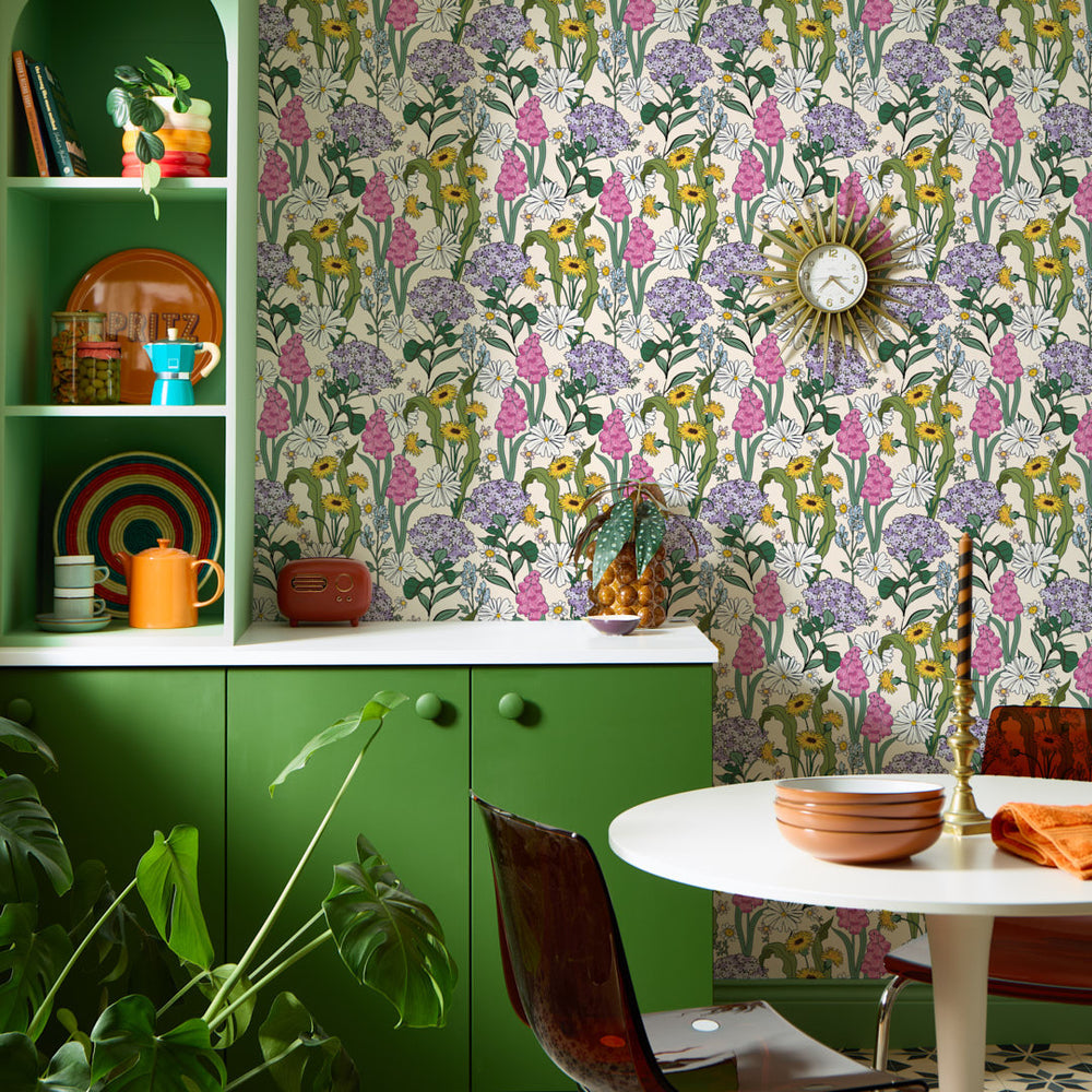LH900566 - Cottage Garden Wallpaper - Vintage Cream - Lust Home