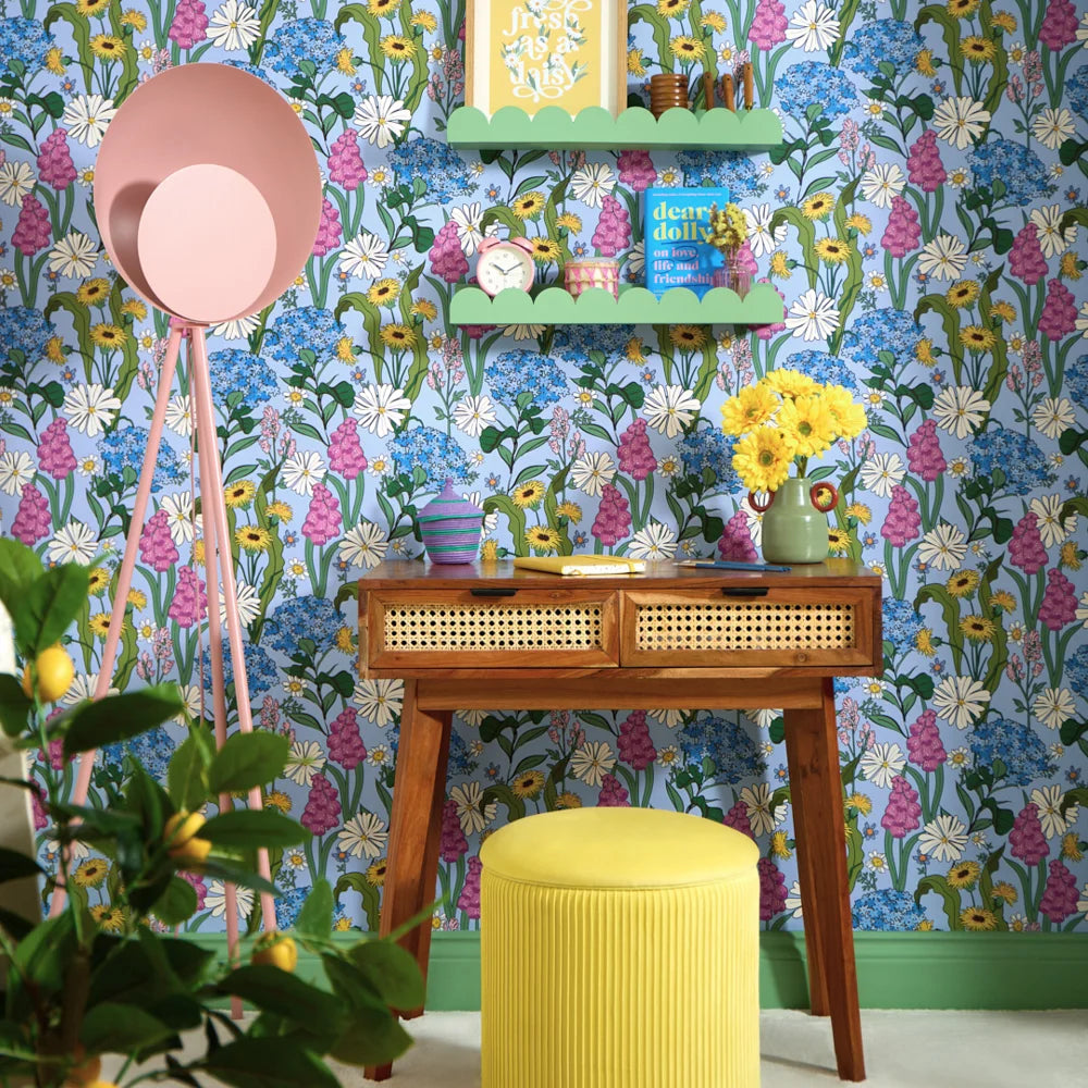 LH900568 - Cottage Garden Wallpaper - Sky Blue - Lust Home