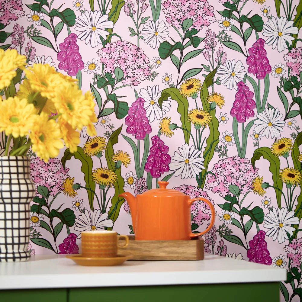 LH900569 - Cottage Garden Wallpaper - Pink Dusk - Lust Home