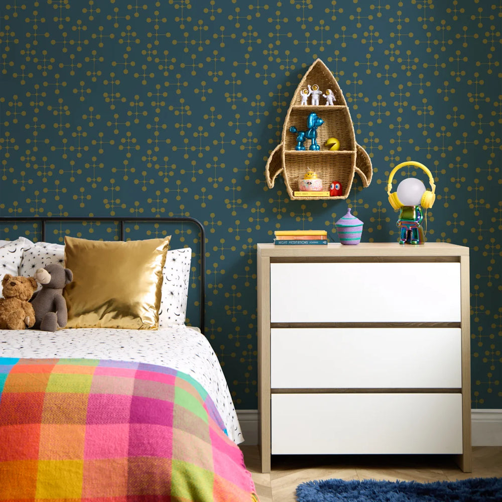 LH900572 - Atomic Dream Wallpaper - Silent Cave & Antique Gold - Lust Home