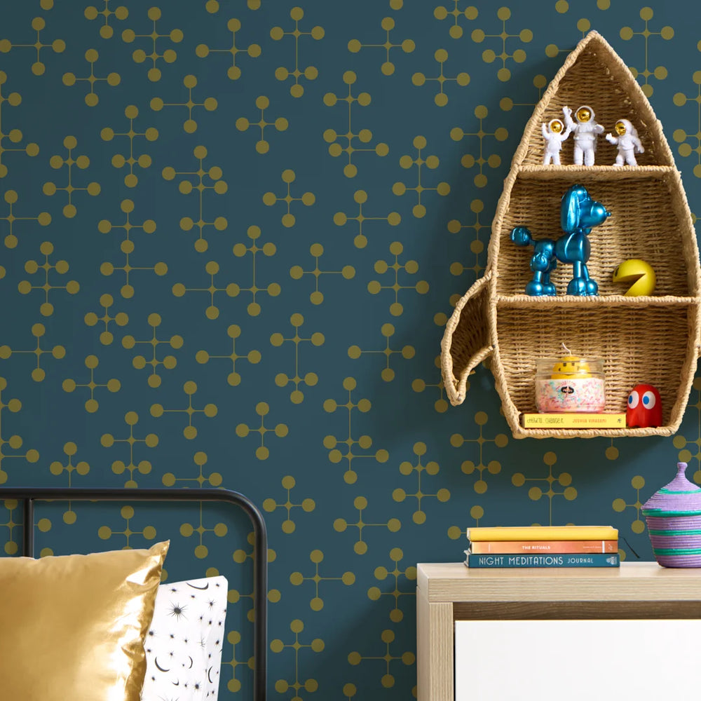 LH900572 - Atomic Dream Wallpaper - Silent Cave & Antique Gold - Lust Home