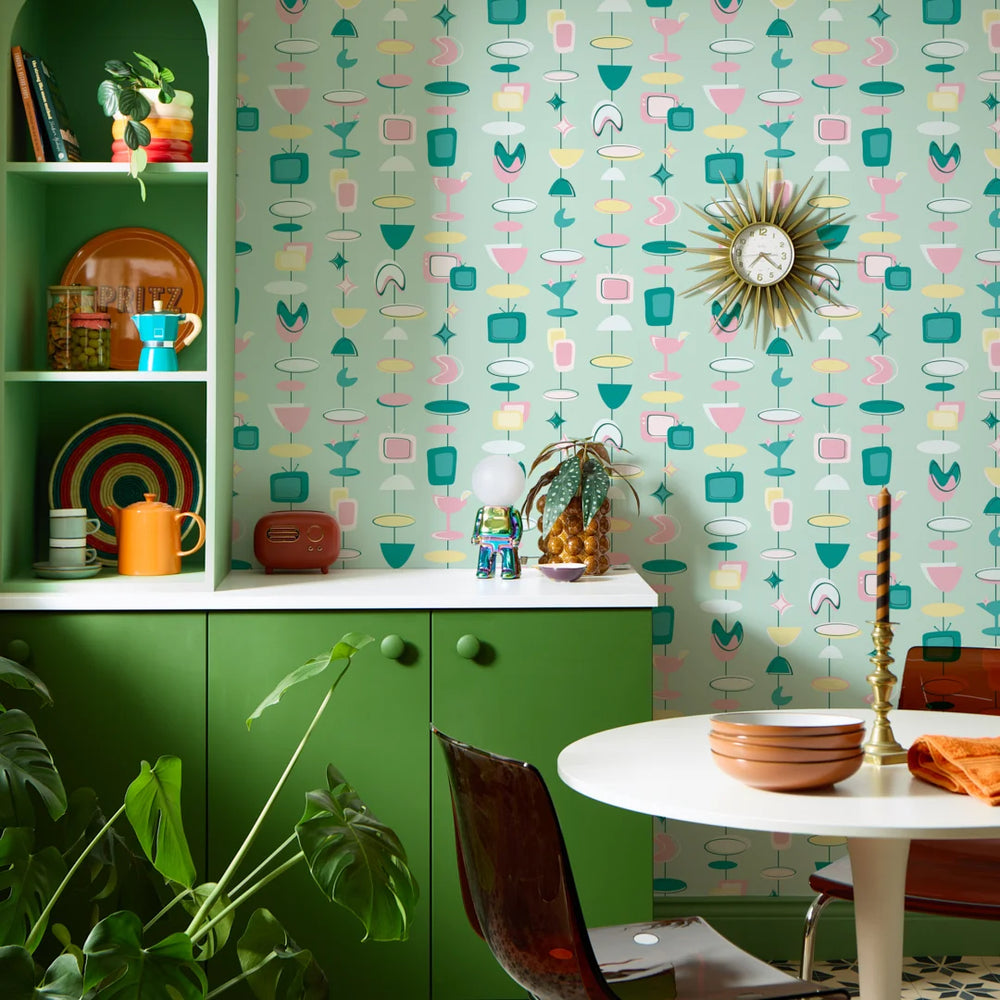 LH900580 - Happy Hour Wallpaper - Strawberry & Buttercream on Mint Milkshake - Lust Home