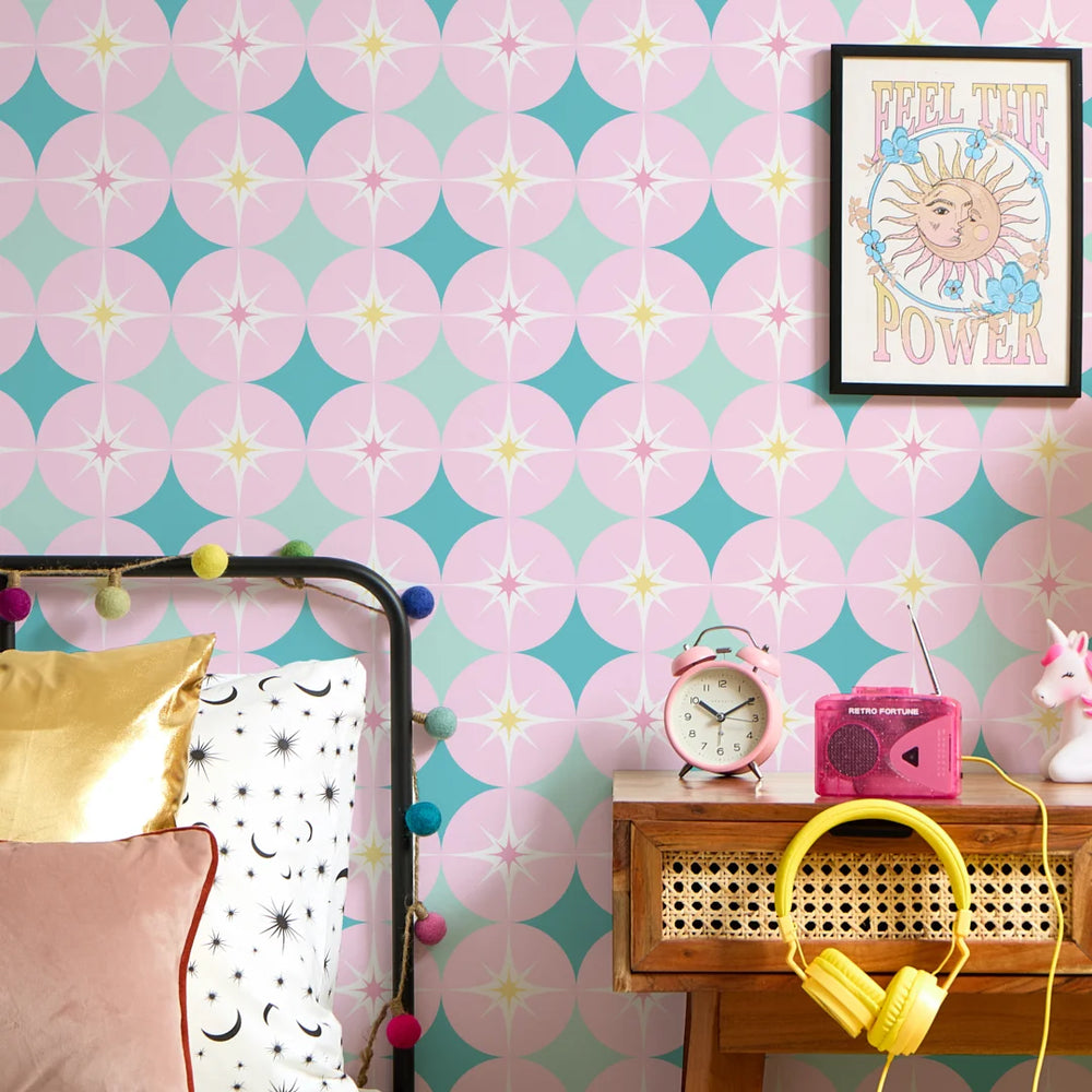 LH900586 - Starstruck Wallpaper - Candy Floss & Mint Milkshake - Lust Home