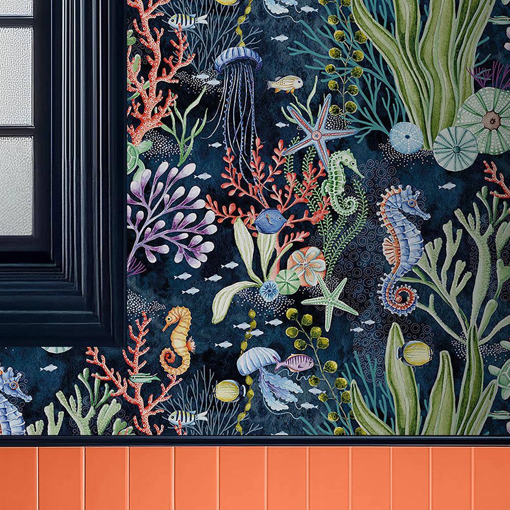 LH900602 - Coral Garden Wallpaper - Ocean Navy - Lust Home