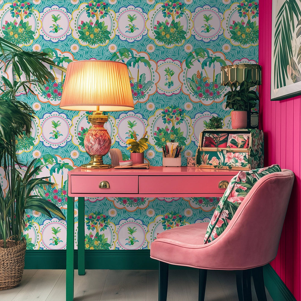 LH900603 - Serving up Tropical Delight Wallpaper - Tropical Turquoise - Lust Home