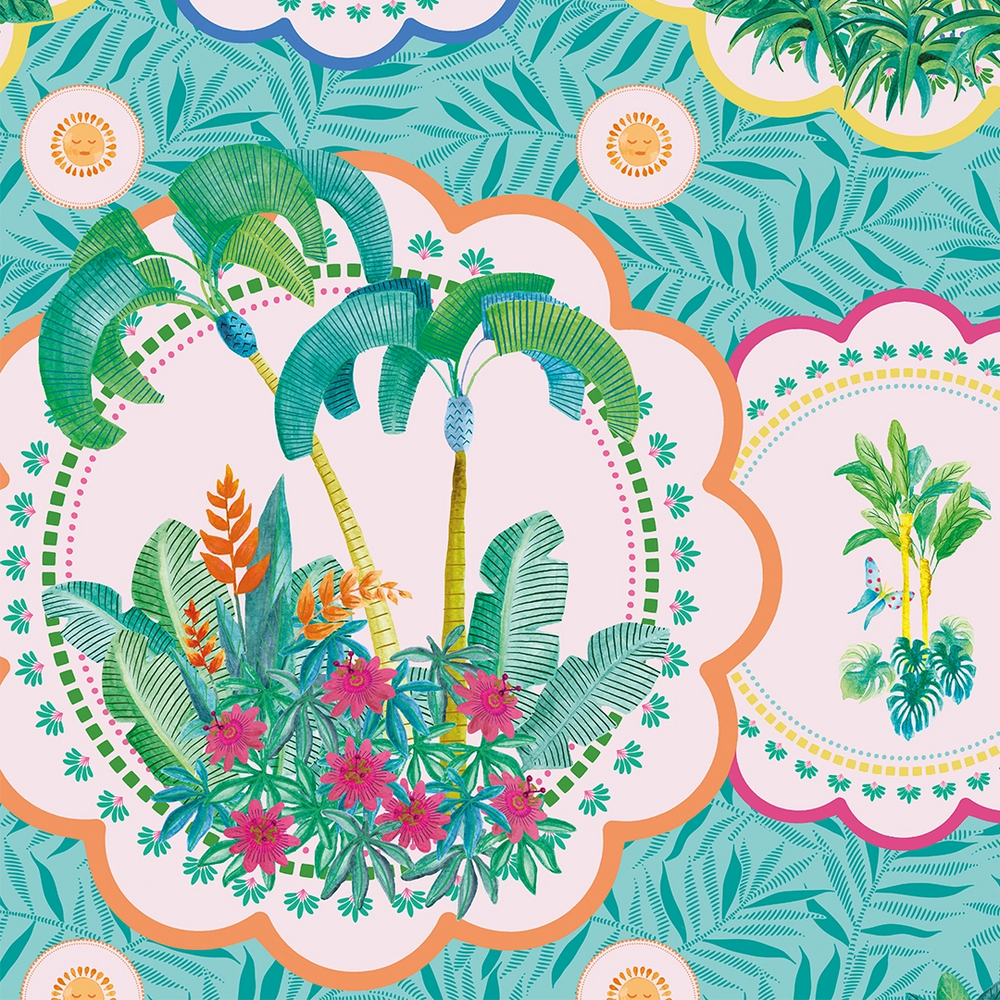LH900603 - Serving up Tropical Delight Wallpaper - Tropical Turquoise - Lust Home