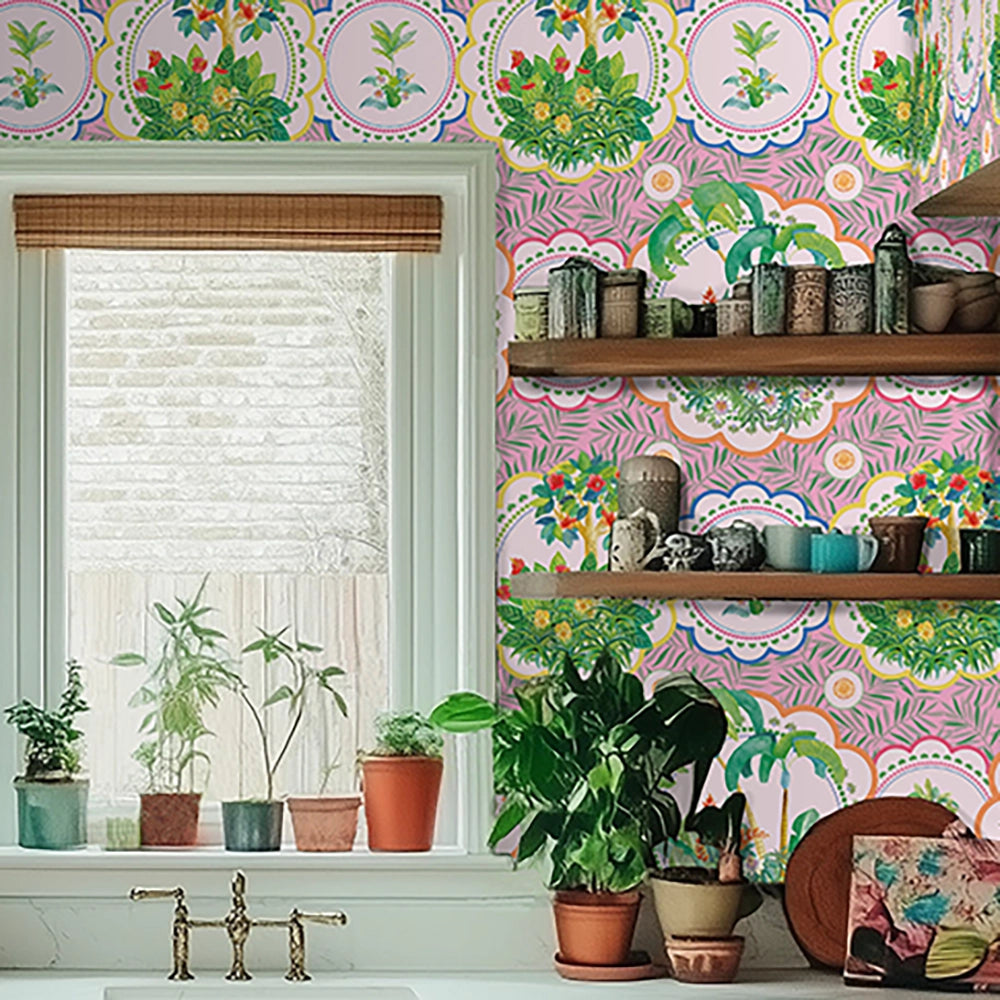 LH900604 - Serving up Tropical Delight Wallpaper - Paradise Pink - Lust Home