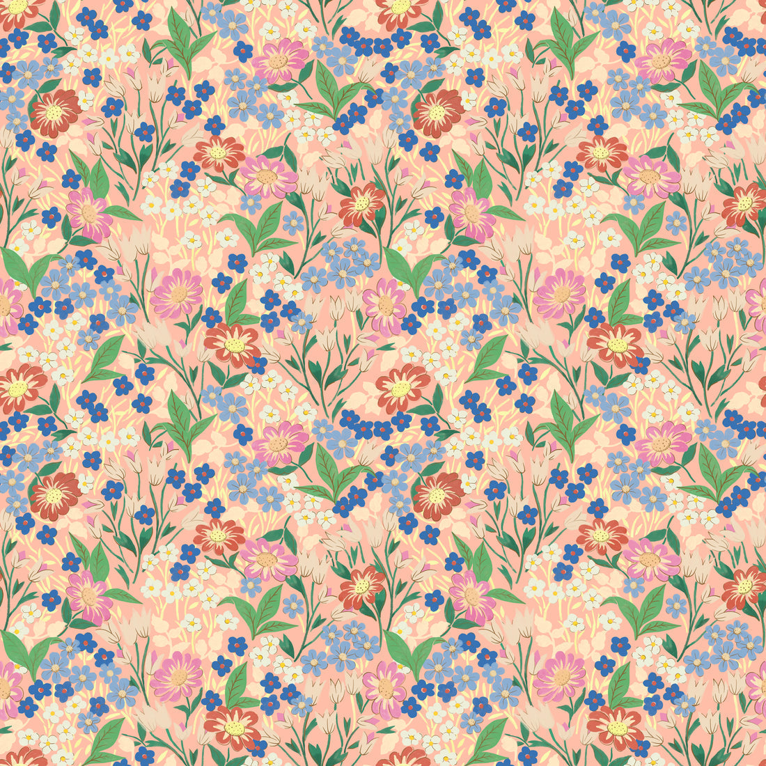 Lola, Petit Wallpaper - Peach - Summer Gray
