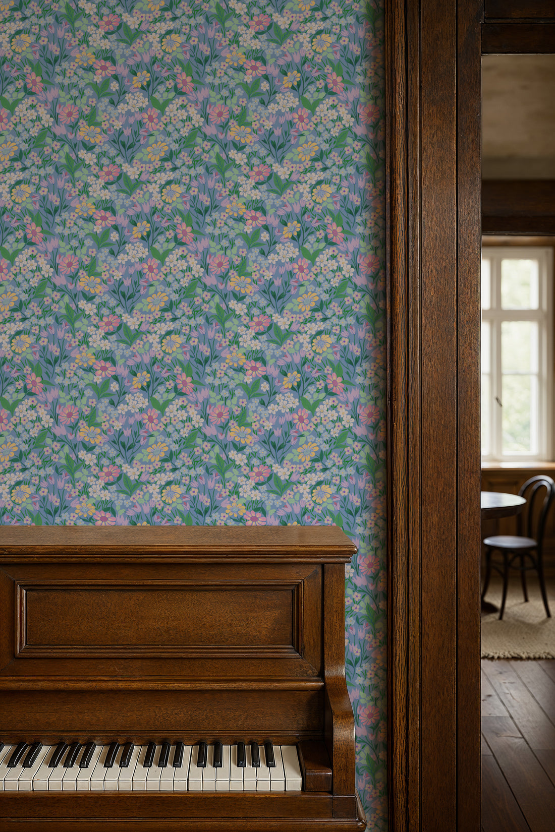 Lola, Petit Wallpaper - Sky Blue - Summer Gray