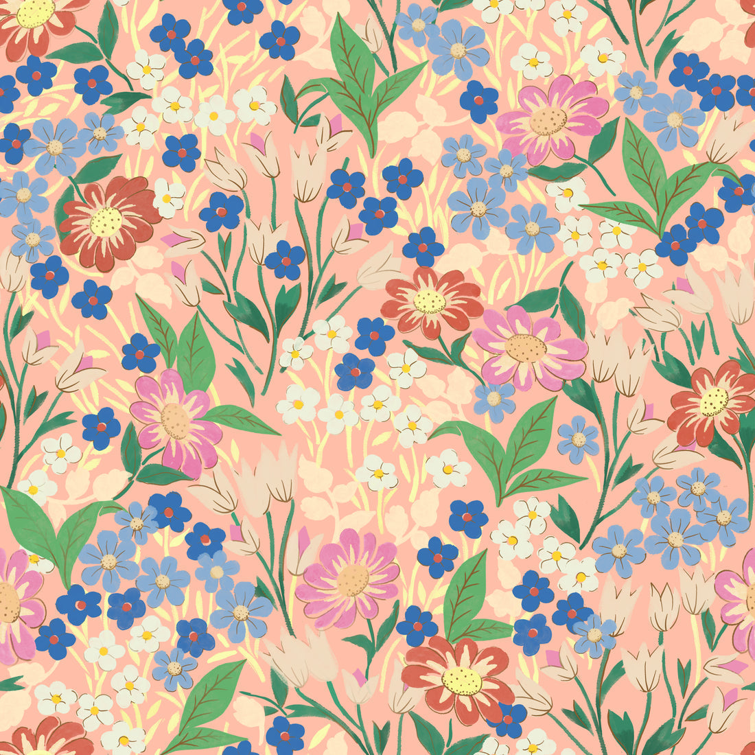 Lola Wallpaper - Peach - Summer Gray
