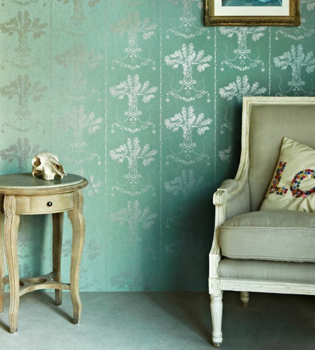 Lucky Charms Wallpaper - Graphite on Denim - BG0600 - 101 - Barneby Gates