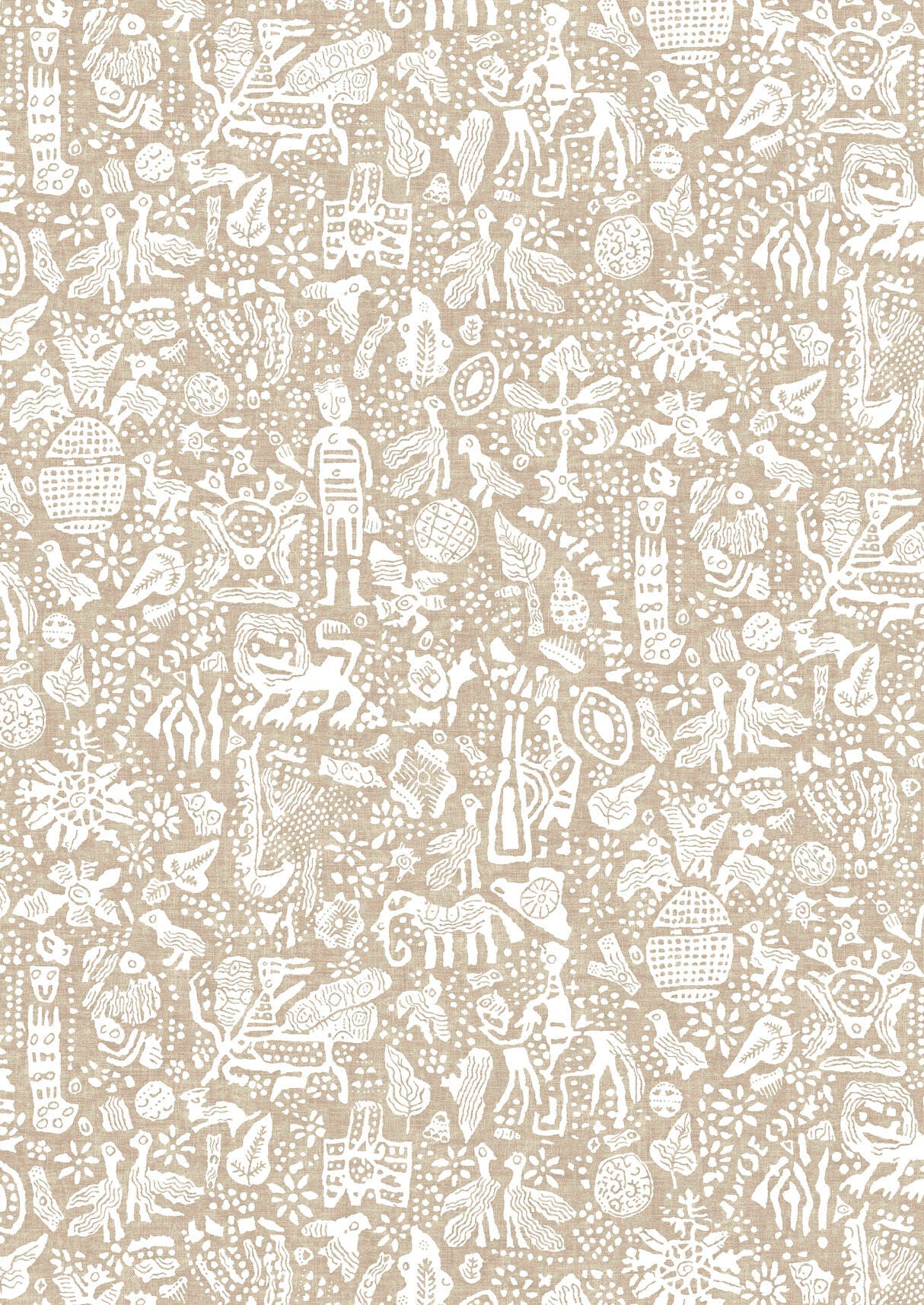 Minna Maze Wallpaper - Raffia - Lewis & Wood