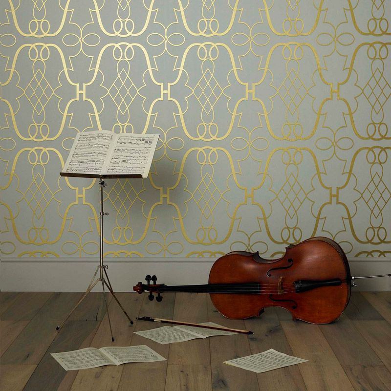 NCW4014-02 - Stradivari Wallpaper - Green/Metallic - Nina Campbell