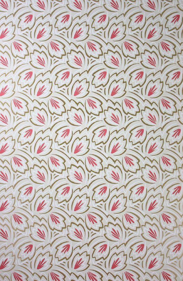 NCW4122-04 - Elcho Wallpaper - Stone/Coral - Nina Campbell