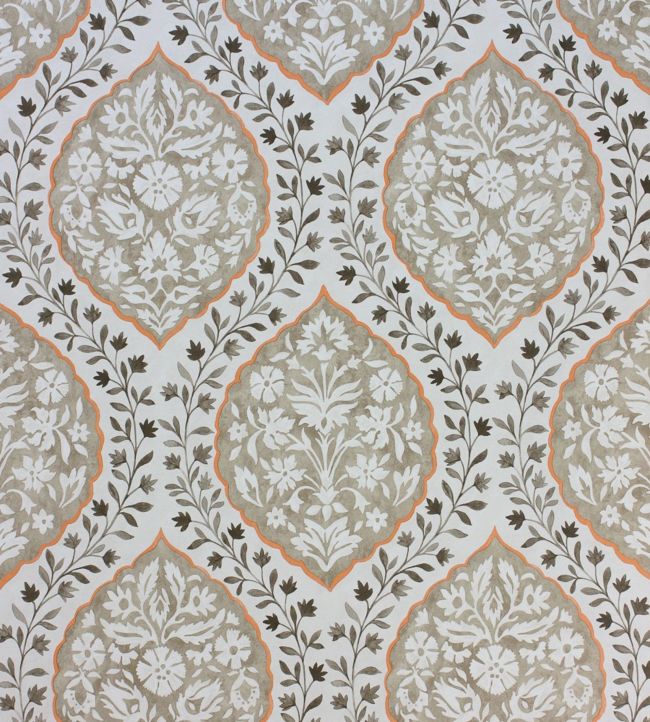 NCW4304-04 - Marguerite Wallpaper - Chocolate/Orange - Nina Campbell