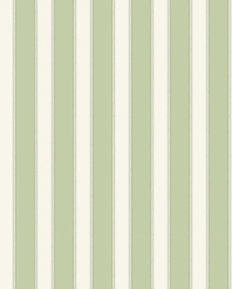 NCW4492-01 - Sackville Stripe Wallpaper - Green - Nina Campbell