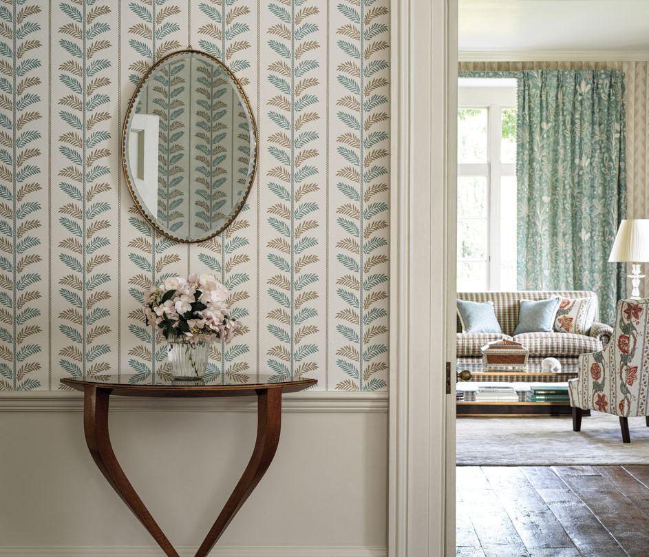 NCW4496-01 - Plumier Wallpaper - Aqua/ Beige - Nina Campbell