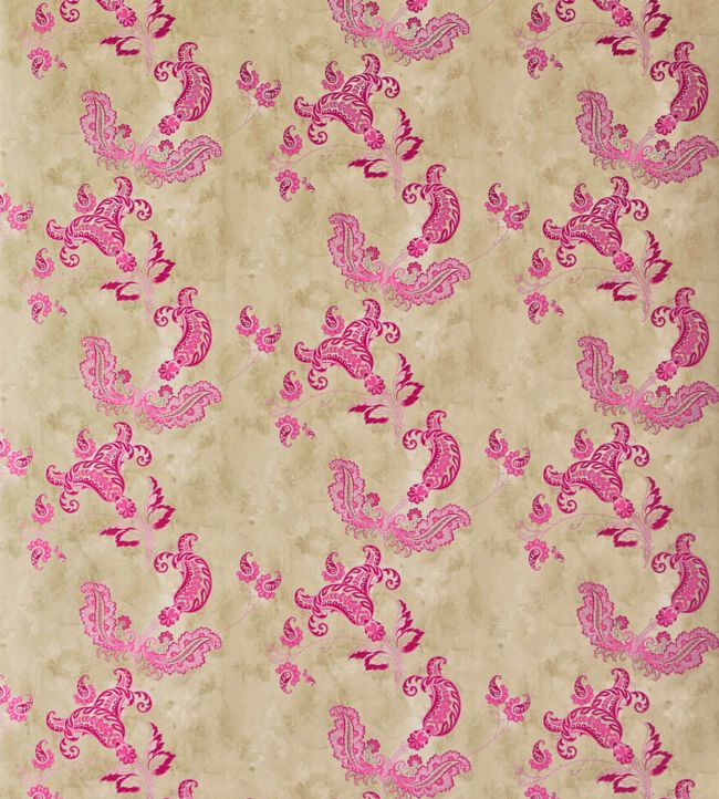 Paisley Wallpaper - Hot Pink on Tea Stain - BG0800 - 201 - Barneby Gates