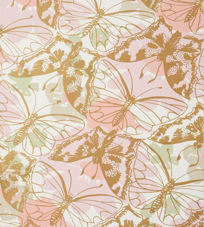 Paxton Wallpaper - Metallic Gold on Blush - AT23174 - Anna French